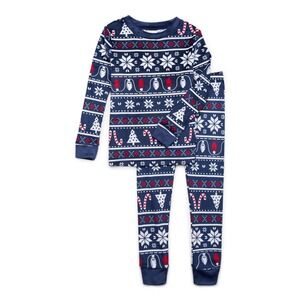 Holiday Time Boys Tight Fit Fair Isle Pajamas Set 2-Piece Blue Cove Size 5
